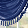 Faux Silk Waterfall Embellished Valance Navy 38X46