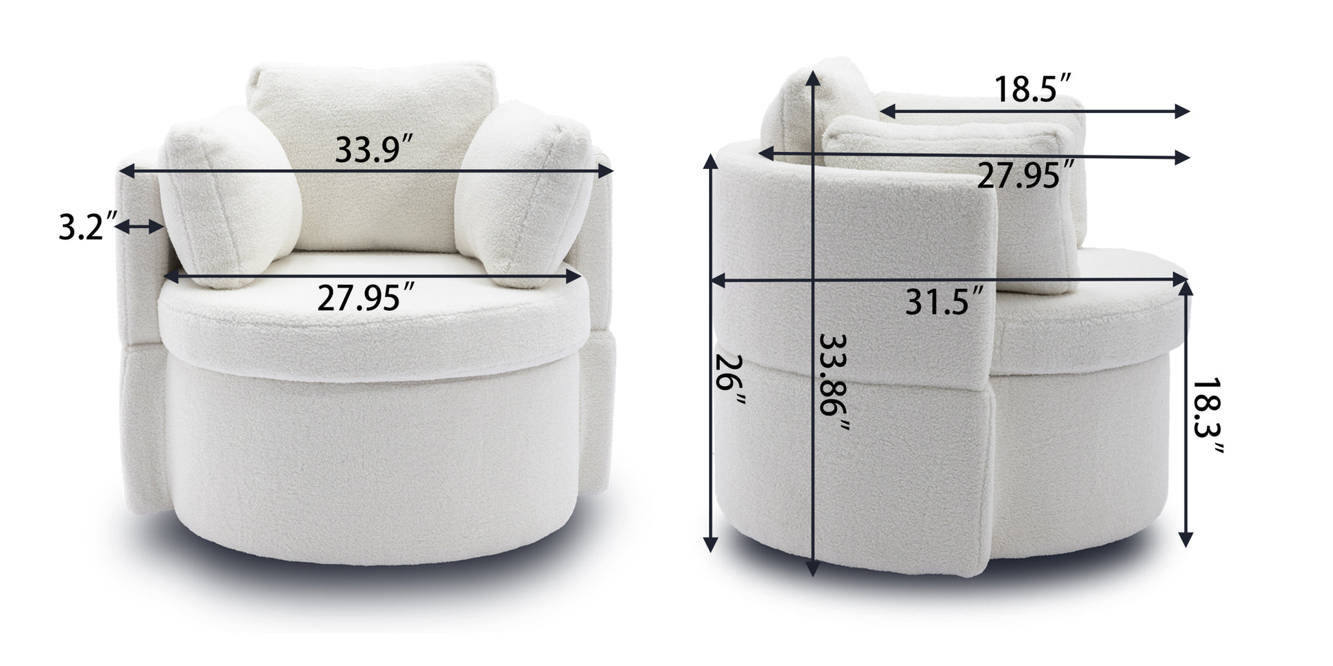 029 Teddy Fabric Swivel And Storage Chair With Back Cushion For Living Room,Light Gray Light Gray Primary Living Space Modern Foam Teddy