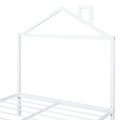 Full Size Metal Platform Bed With Twin Size Trundle,House Shaped Headboard Design, White Full White Metal