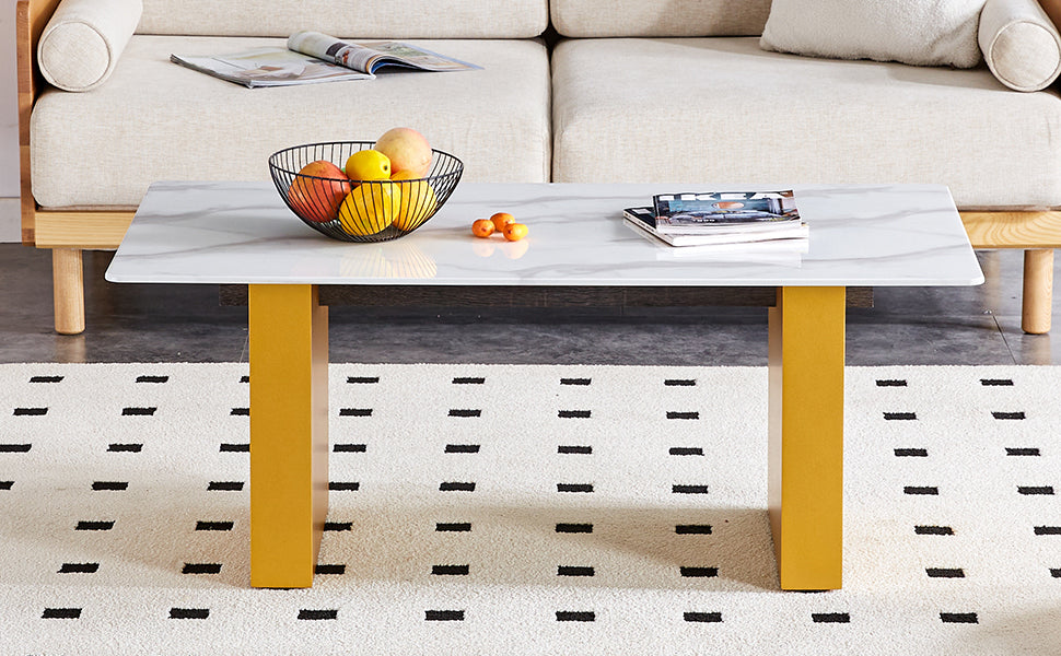 Modern Minimalist Tempered Glass With Sticker Desktop Coffee Table And Dining Table, Paired With Golden Mdf Decorative Columns. Computer Desk. Game Table. Ct 1546 Golden Mdf Glass