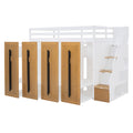 Modern Loft Bed With Two Tone Storage Stairs And Pull Out Wardrobes, White Twin White Solid Wood Mdf