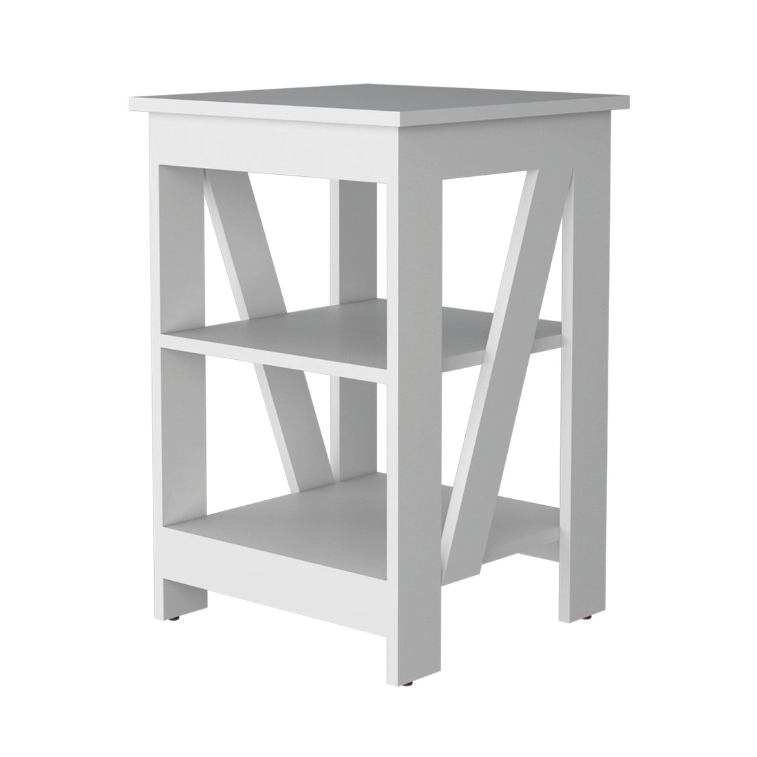Clio Auxiliary Table, With Two Shelves White White Primary Living Space Manual Freestanding Pine Bookcase Rectangular Particle Board Engineered Wood