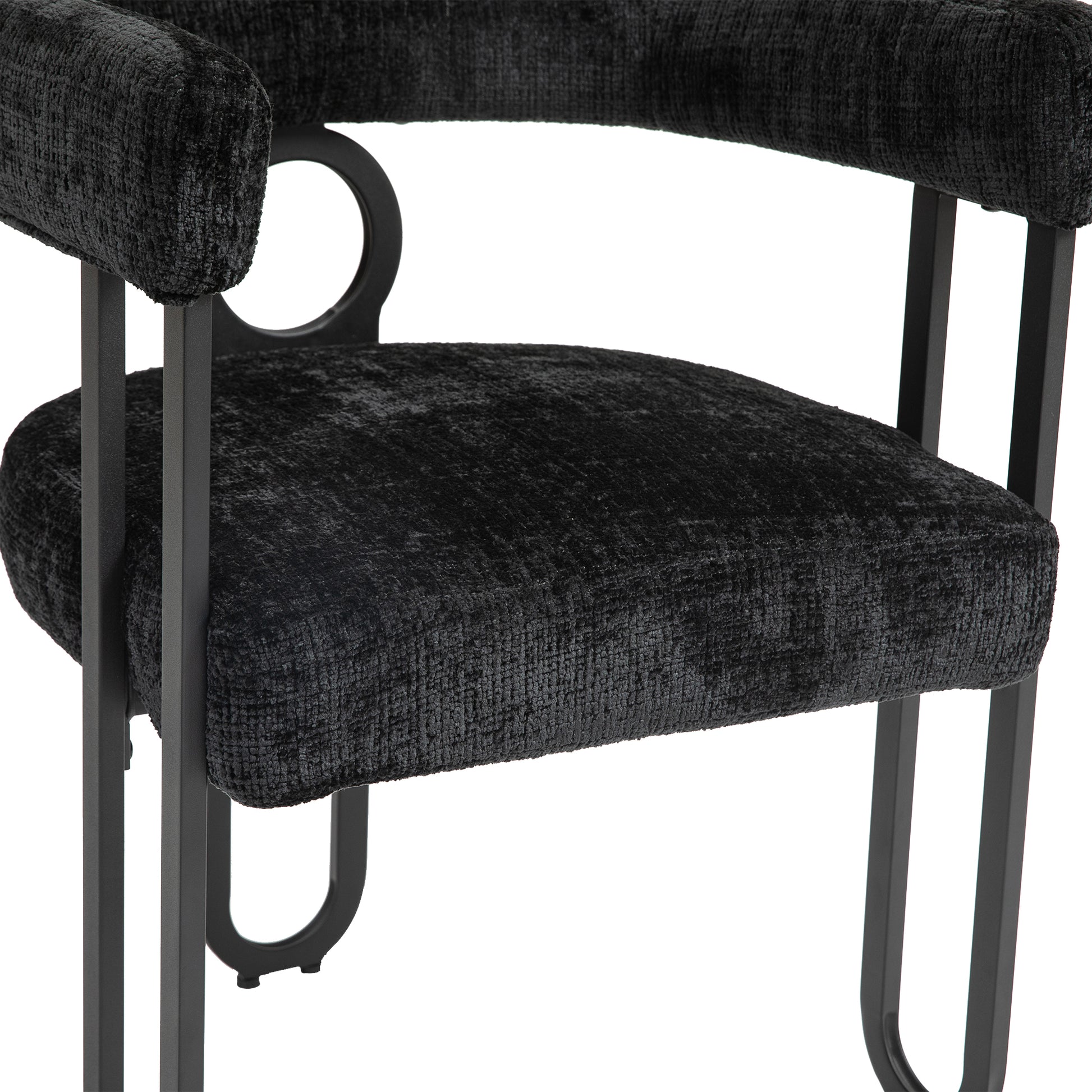 Coolmore Contemporary Designed Velvet Fabric Upholstered Accent Dining Chair Barrel Side Chairs Kitchen Armchair For Living Room Set Of 2 Black Chenille Black Dining Room Foam Chenille