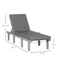 Outsunny Chaise Lounge Chair For Outdoor, Patio Recliner With 4 Position Adjustable Backrest And Cushion For Deck, Beach, Lawn And Sunbathing, Gray Grey Polyester