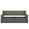 Twin Size Daybed With Storage Drawers, Upholstered Daybed With Charging Station And Led Lights, Gray Old Item W1580S00023 Twin Gray Linen
