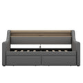 Twin Size Daybed With Storage Drawers, Upholstered Daybed With Charging Station And Led Lights, Gray Old Item W1580S00034 Twin Gray Linen