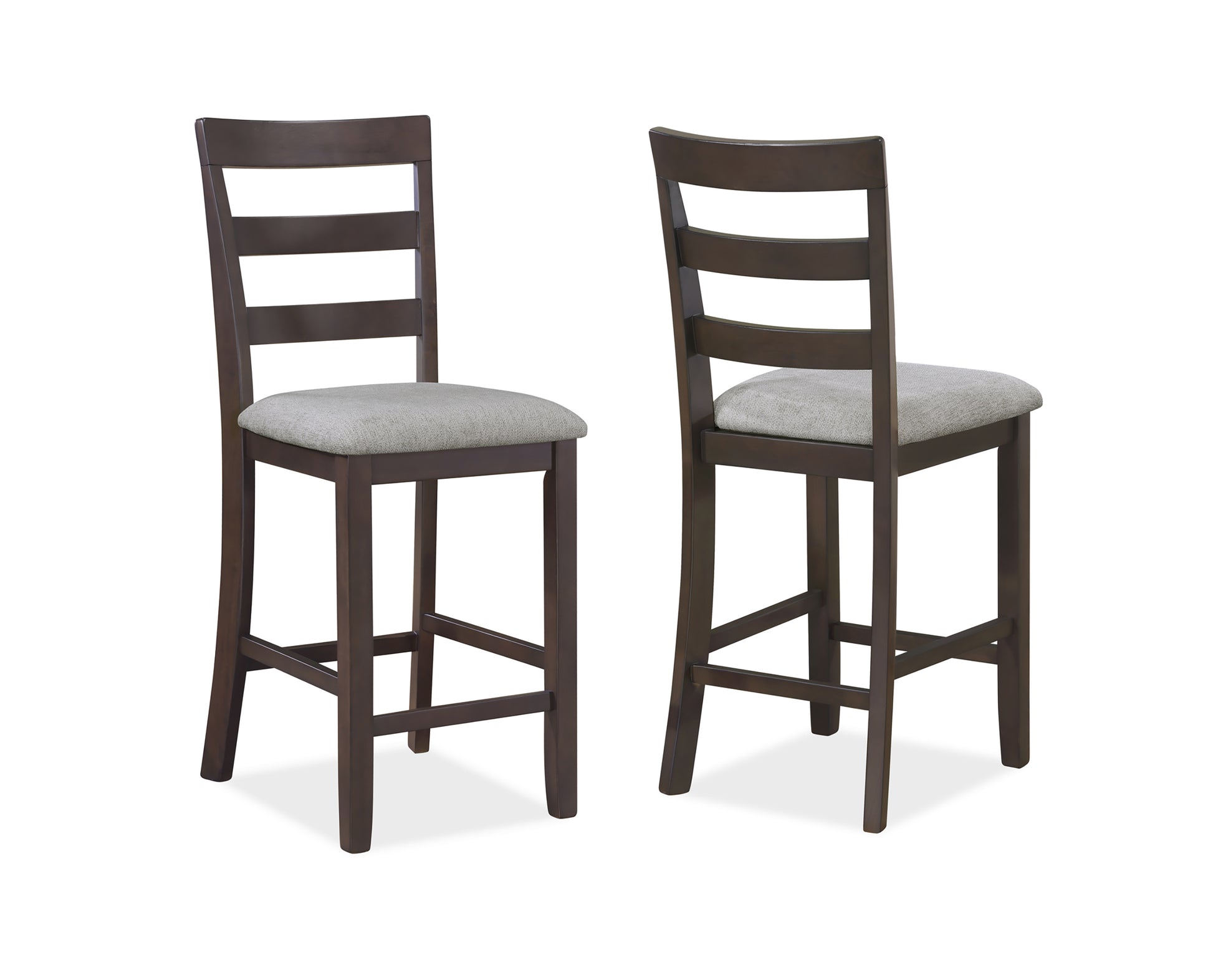 Rustic Farmhouse Transitional 5 Pc Counter Height Dining Set Square Table Wood Top Bottom Display Shelf Linen Look Fabric Upholstery Chair Wooden Dining Room Furniture Light Brown Finish Dinette Wood Wood Brown Ladder Back Gray Seats 4 Wood Dining Room