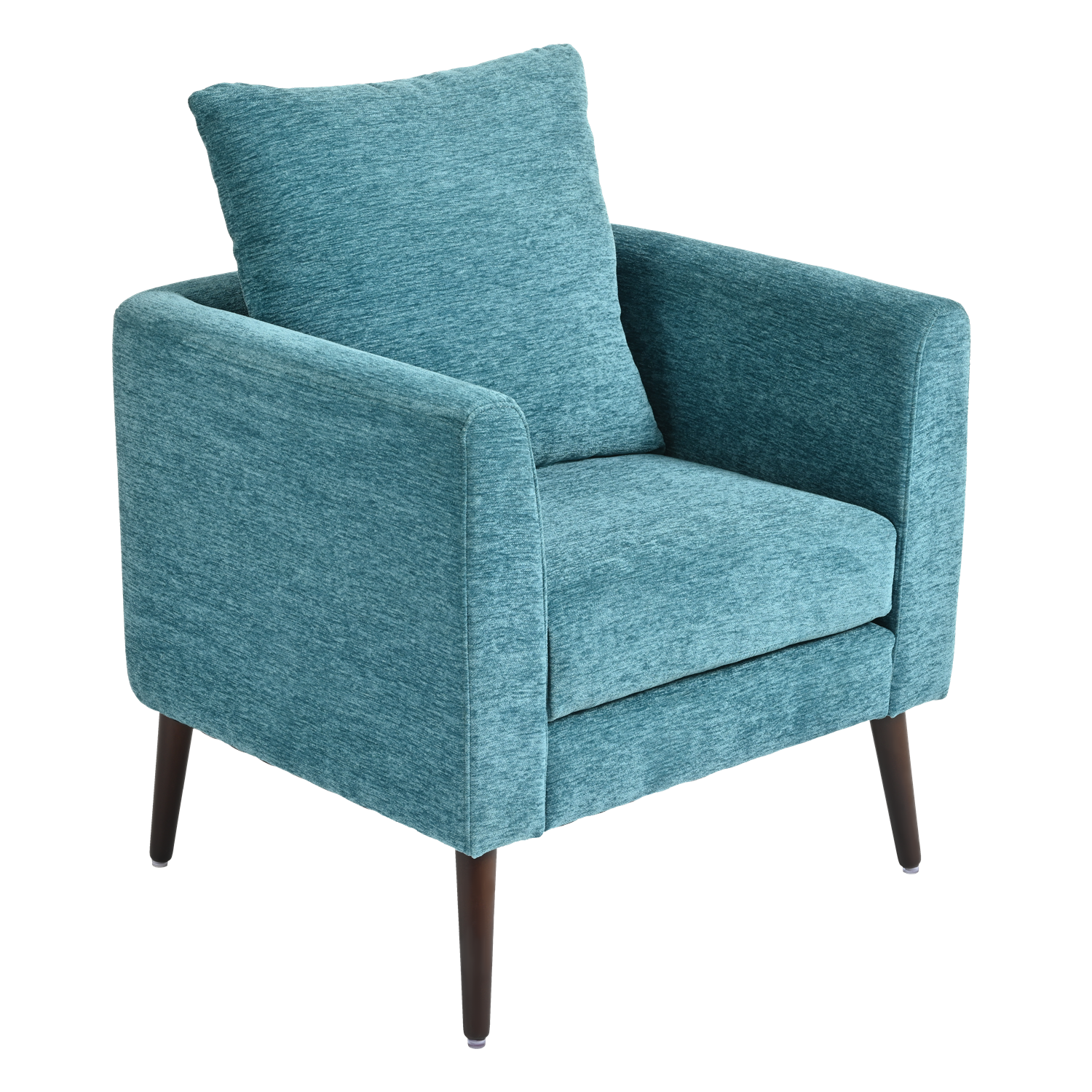 Teal Accent Chair, Boucle Chair,Barre Chair,Fabric Armchair Club Chair,Upholstered Arm Chair With Solid Wood Legs,Waist Pillow,Padded Single Chair For Living Room Bedroom Study Waiting Room Teal Teal Light Brown Primary Living Space Modern Rubberwood