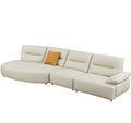 147.24'' Oversied Modern Sectional Curved Shaped Sofa Couch For Living Room,Upholstered 5 Seat Sofa Eco Leather Couch Set,Beige Beige Leather 5 Seat
