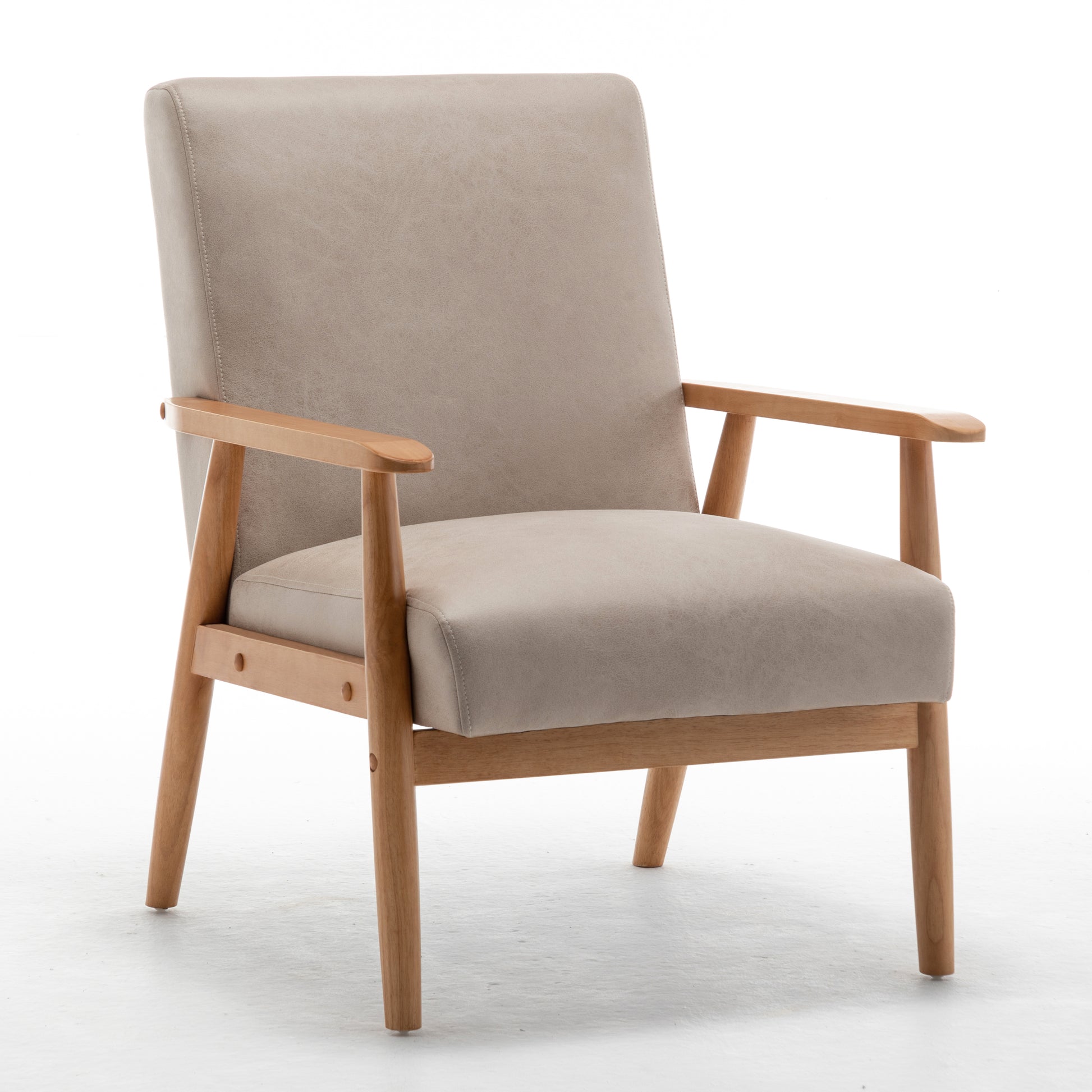 25.38'' Wide Classic Mid Century Modern Arm Chair, Light Camel Light Camel Microfiber
