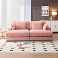 89.76 Inch Double Sleeper Sofa Cloud Couch Soft Fluffy Fabric Upholstery With Square Armrests,Comfor Daybed With Over Wide Sofa Bed,Modern Beanbag For Living Room Apartment,Pink Pink Fabric 2 Seat