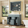 36'' Bathroom Vanity With Medicine Cabinet, Modern Mirror Cabinet With Adjustable Shelf, Bathroom Storage Cabinet With 2 Soft Closing Doors And 2 Drawers, Bathroom Vanity With Cabinet Door Organizers 2 Blue 2 Bathroom Freestanding French Country Solid