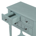 Narrow Console Table, Slim Sofa Table With Three Storage Drawers And Bottom Shelf Light Blue Light Blue Solid Wood Mdf