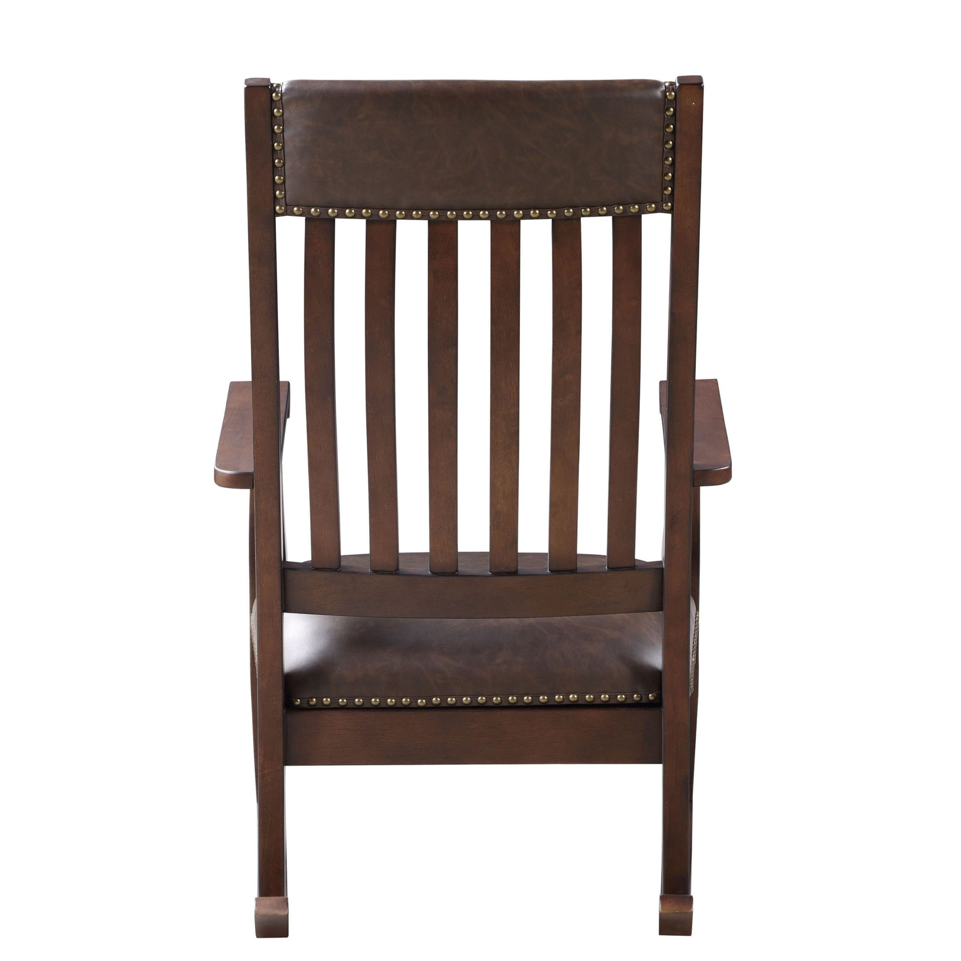 Brown And Walnut Rocking Chair With Trim Solid Walnut Brown Primary Living Space Foam Rustic Rocking Chairs Rubberwood Slat Back Wood Fabric