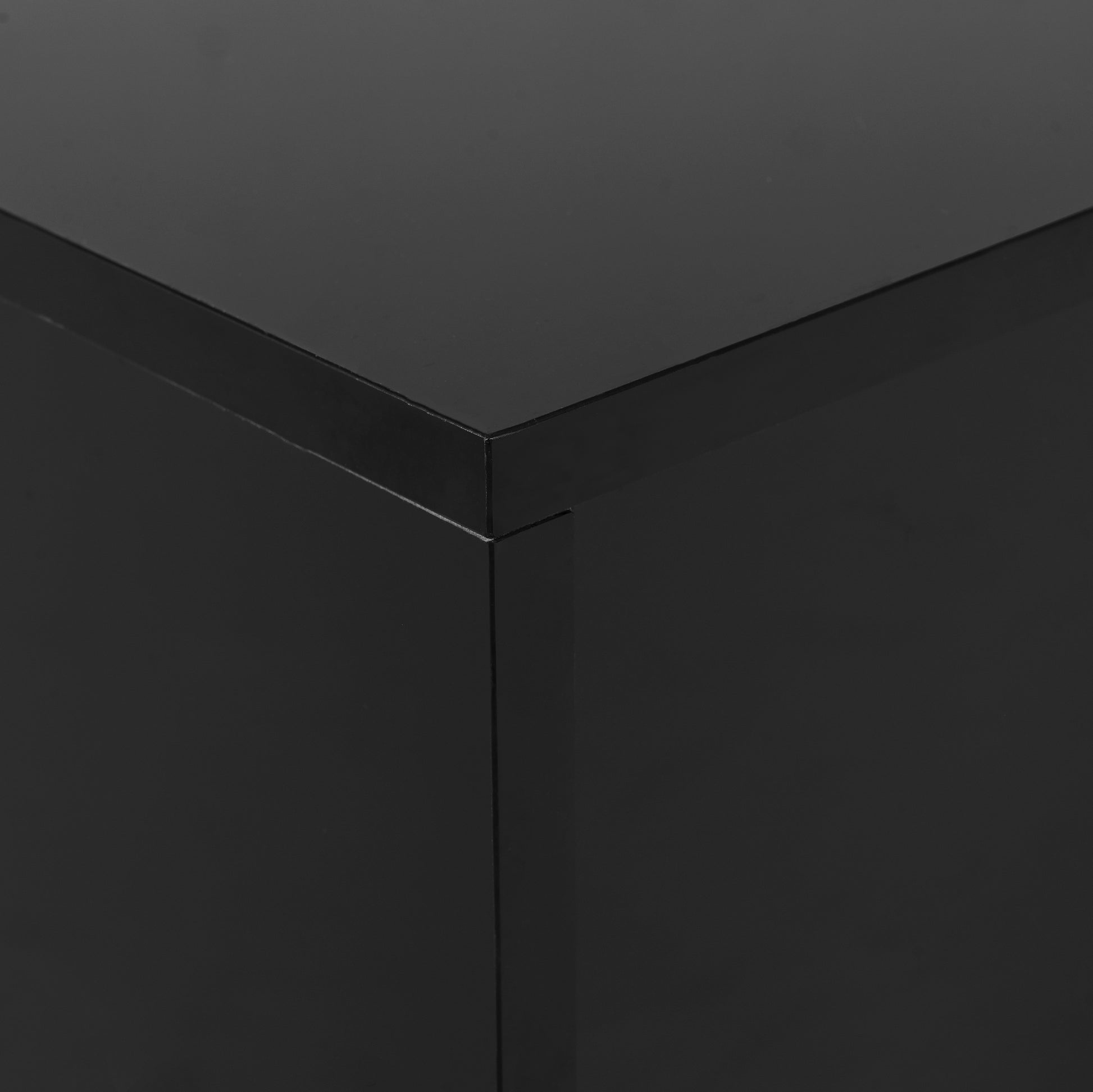 47.2'' X 31.4''Minimalist High Gloss Coffee Table With 2 Drawers, Multi Storage Rectangle Sofa Table With Golden Wood Grain Legs, Modern Center Table For Living Room, Black Black Particle Board Mdf