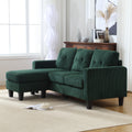 Velvet Sectional Couchl Shaped Sofa With Ottoman For Small Apartment Emerald Velvet 3 Seat