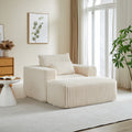 62.5 Inch Corduroy Sponge Sofa Lounge Chair With Removable Footrest,No Assembly Required,Fluffy Modern Sleeper Chair For Indoor Living Room Bedroom Beige Foam Corduroy 1 Seat