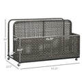 Outsunny Patio Wicker Pool Float Storage With Wheels, Outdoor Rolling Pe Rattan Pool Caddy, Includes Compartment And Basket, For Pool, Garden, Deck, Light Gray Gray Steel