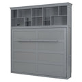 Queen Size Murphy Bed Wall Bed With Top Shelves & Usb,Gray Queen Gray Plywood