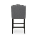 Vienna Contemporary Fabric Tufted Wingback 27 Inch Counter Stools, Set Of 2, Charcoal And Dark Brown Charcoal Fabric
