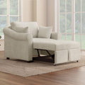 Chenille Convertible Sleeper Chair With Adjustable Backrest, 3 In 1 Lounger Chair Turns Into Bed, Single Bed For Living Room, Beige Beige Chenille