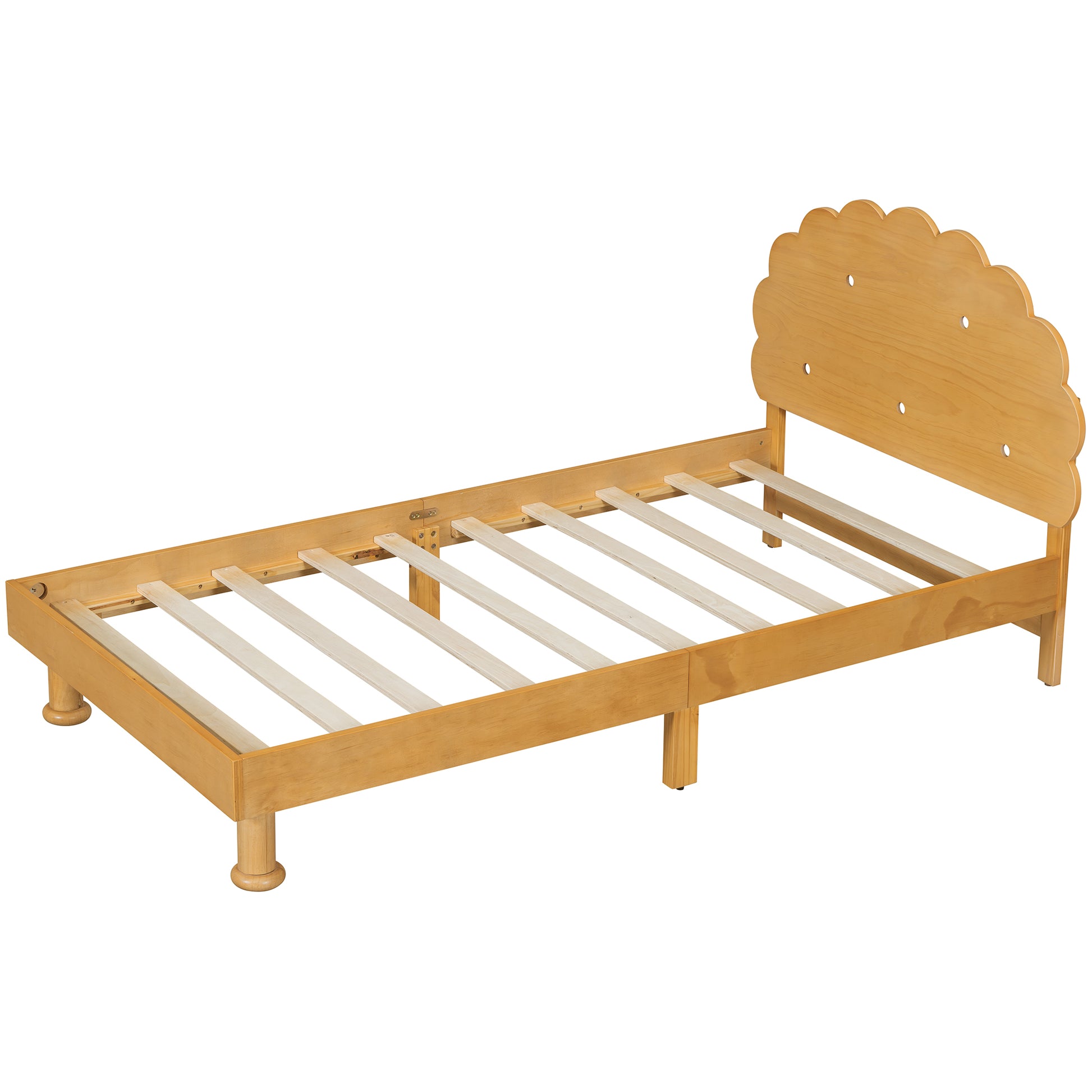 Kids Cookie Shaped Bed Frame For Boys & Girls,Twin Size Platform Bed, Walnut Box Spring Not Required Twin Walnut Wood Bedroom Contemporary,Cute,Modern Bed Frame Wood
