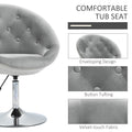 Homcom Modern Makeup Vanity Chair Round Tufted Swivel Accent Chair With Chrome Frame Height Adjustable For Living Room, Bedroom Gray Gray Polyester
