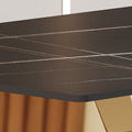 Modern Rectangular Table With 0.4 Inch Black Patterned Tabletop And Gold Legs, Suitable For Kitchen, Dining Room, And Living Room 63 Inches * 31.4 Inches * 30 Inches Gold Sintered Stone
