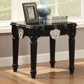 Black End Table With Turned Legs Black Primary Living Space Rubberwood Rectangular Wood