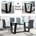 Seating 6 8 People, This Modern, Minimalist Rectangular Dining Table Features A Tempered Glass Top And A Sleek Black Mdf Stand. Suitable For Kitchen, Dining Room, Living Room, Meeting Room Transparent Mdf Glass