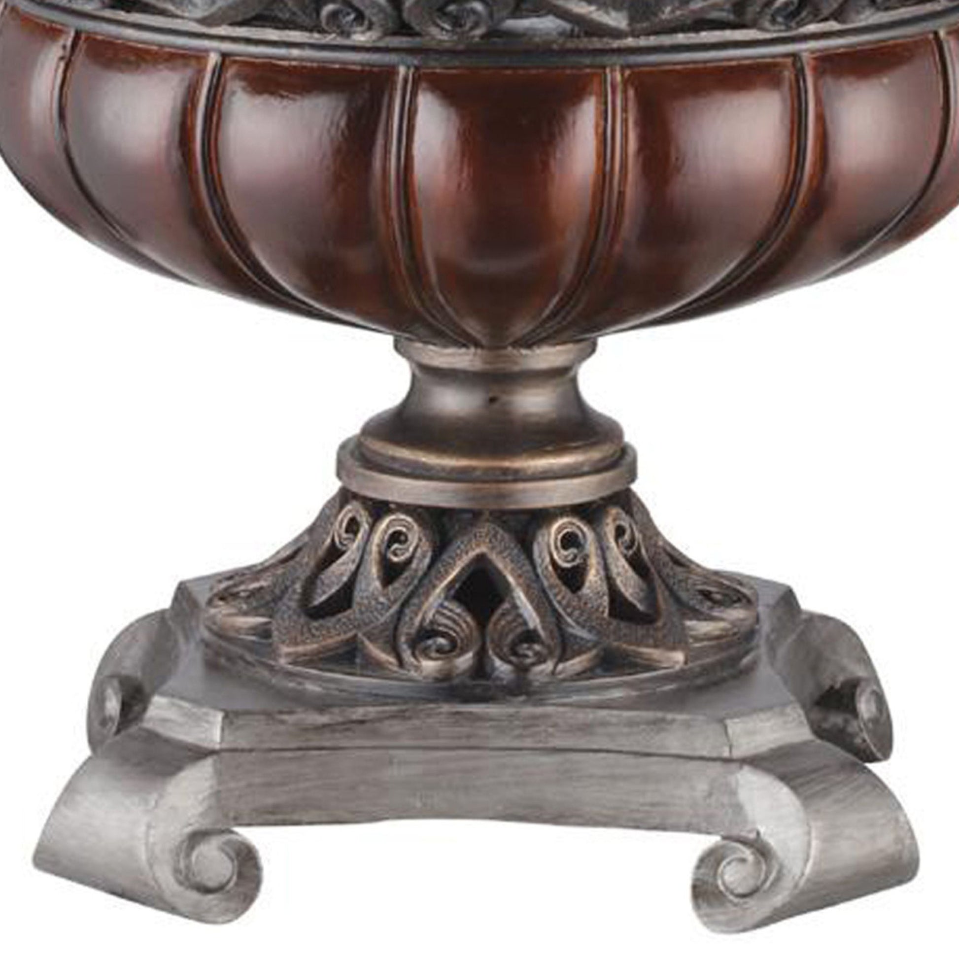 12" Tall Polyresin Decorative Bowl, Bronze Roman Design Silver Polyresin