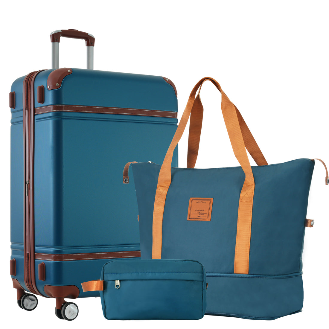 Hardshell Luggage Sets With Bags Lightweight Suitcase Double Spinner Wheels With Tsa Lock ,Single Vintage Luggage 24 In,Blue Blue Abs
