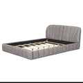 Queen Size Upholstered Platform Bed With Thick Fabric, Polyester, Gray Queen Gray Polyester