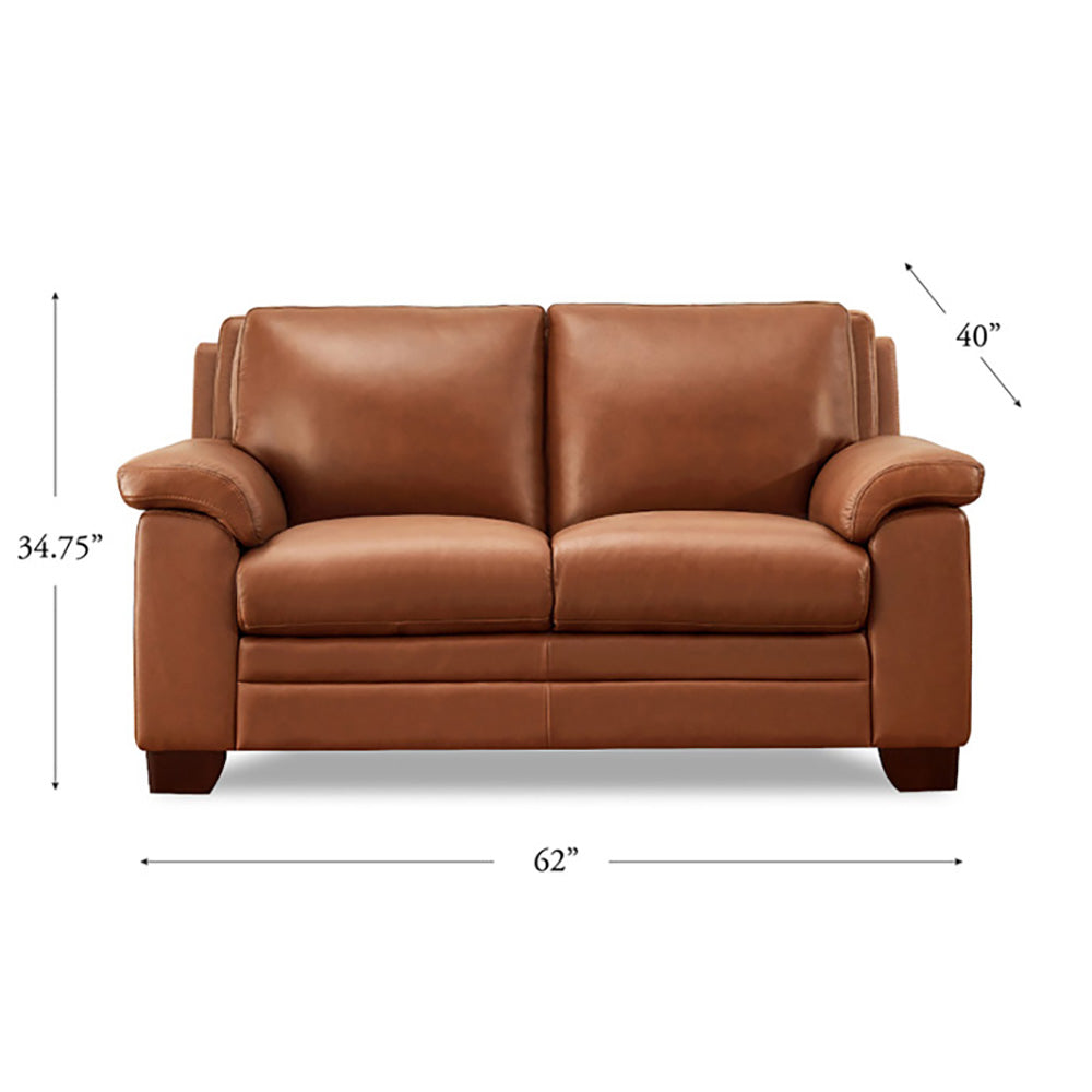 Magnum Leather Loveseat Brown Memory Foam Genuine Leather
