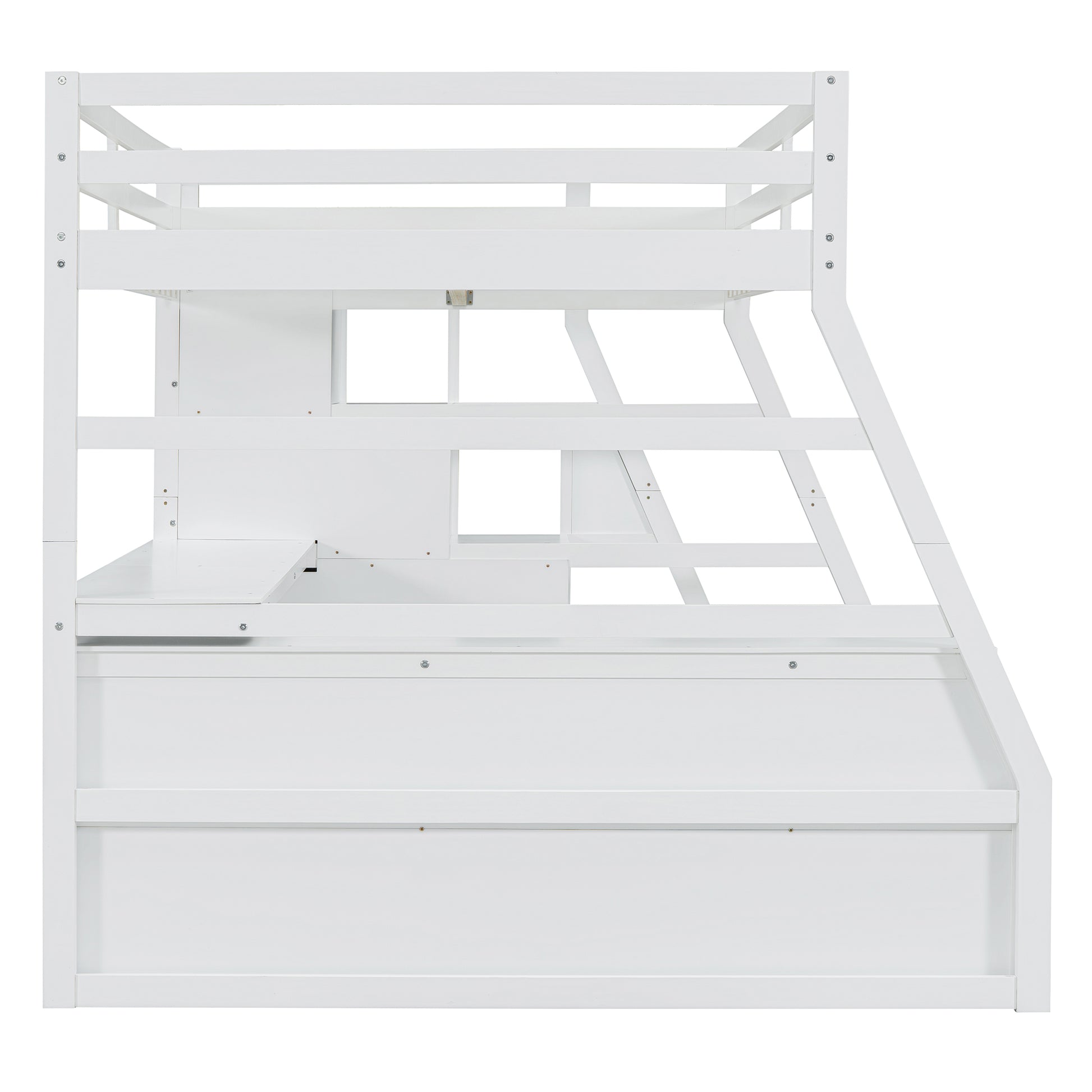 Full Size Loft Bed With 7 Drawers 2 Shelves And Desk White Full White Plywood