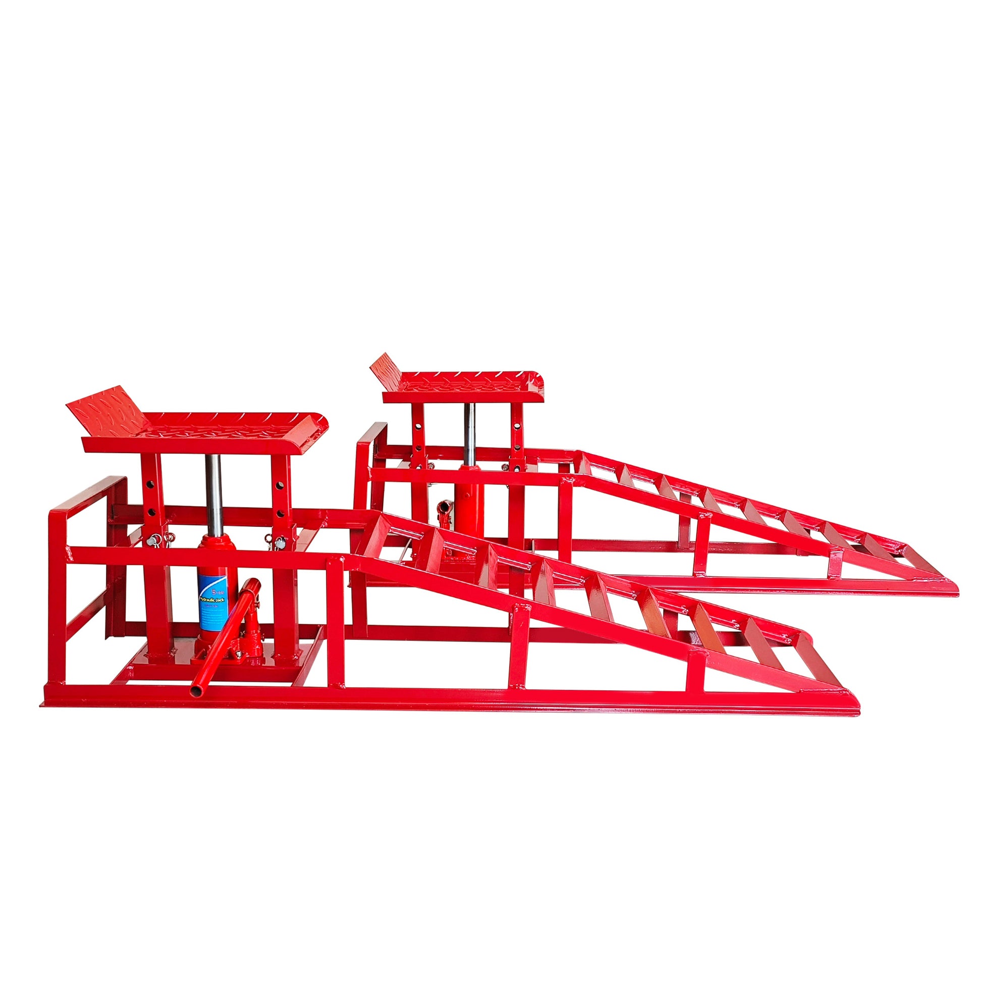 Hydraulic Car Ramps, 2 Pack Car Ramp High Lift, 11000Lbs Automotive Truck Cars Service Ramps, Low Profile Oil Change Ramps With Support Jack For Car Truck Trailer Garage Repair Red Red Industrial