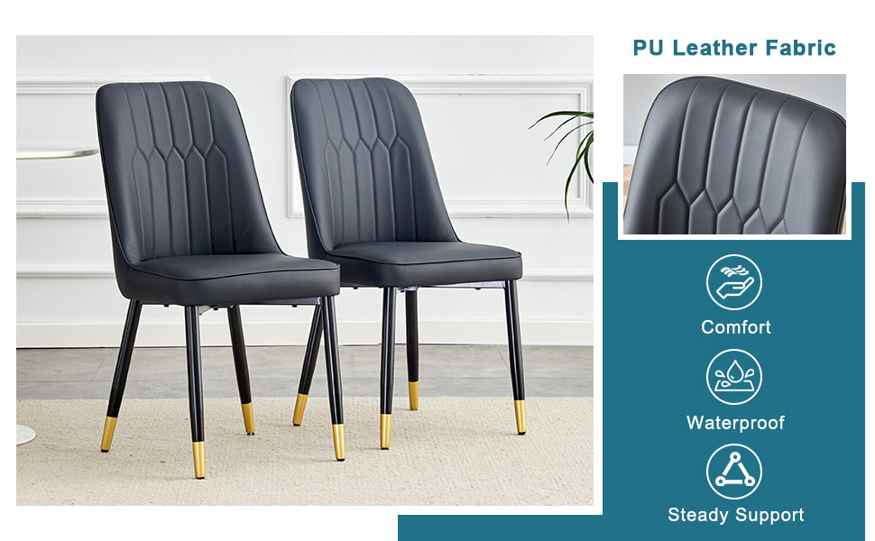 Table And Chair Set.This Modern Dining Table With Mdf Marbled Design Gives You A Luxurious And Elegant Feel.Paired With Multiple Chairs With Pu Artificial Leather Backrest Cushions And Black Legs. Black Seats 6 Mdf