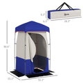 Outsunny Portable Shower Tent, Privacy Shelter, Camping Dressing Changing Tent Room With Solar Shower Bag, Floor And Carrying Bag, Blue Blue Oxford Fabric