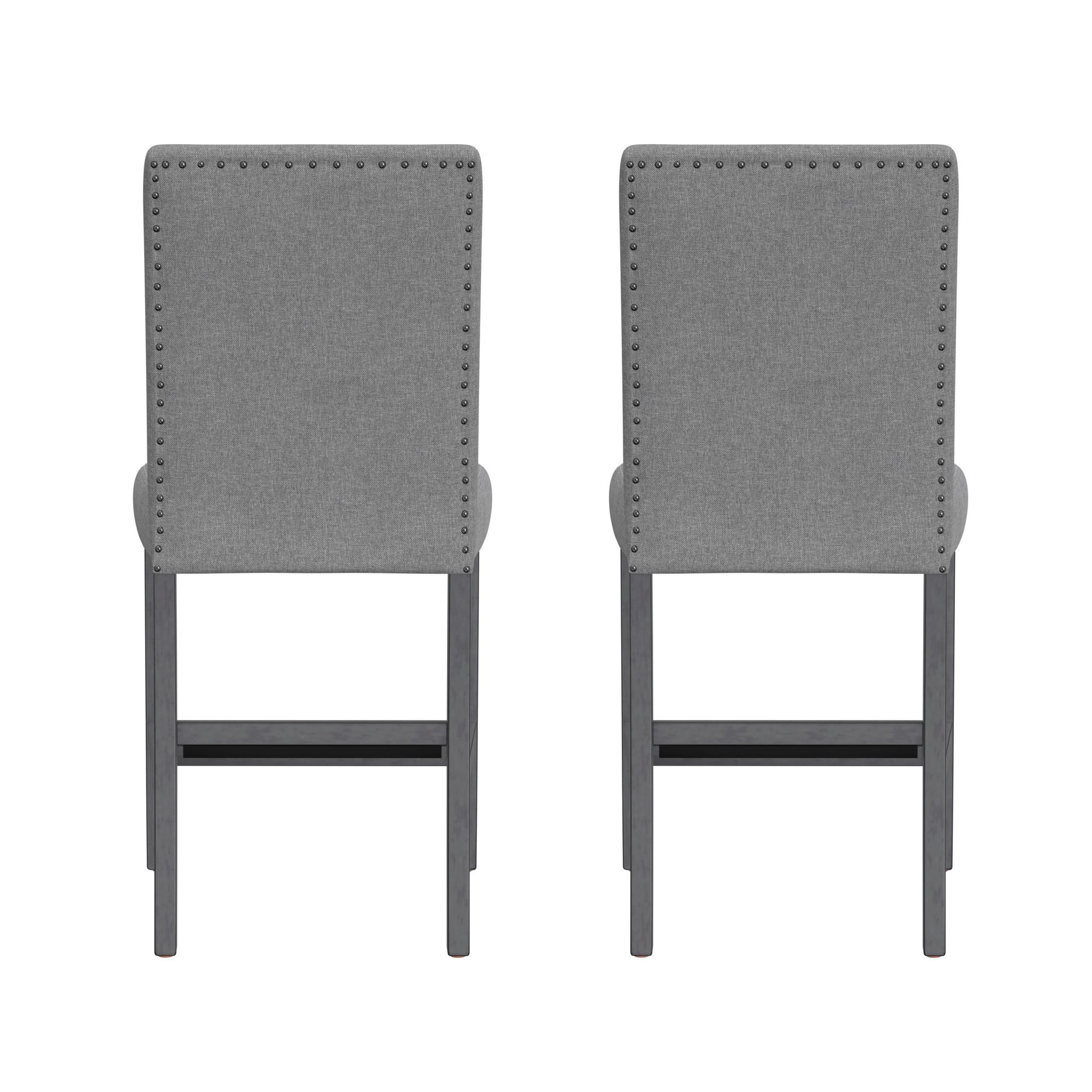 Zeph Gray Upholstered Barstools, Set Of 2 Gray Engineered Wood