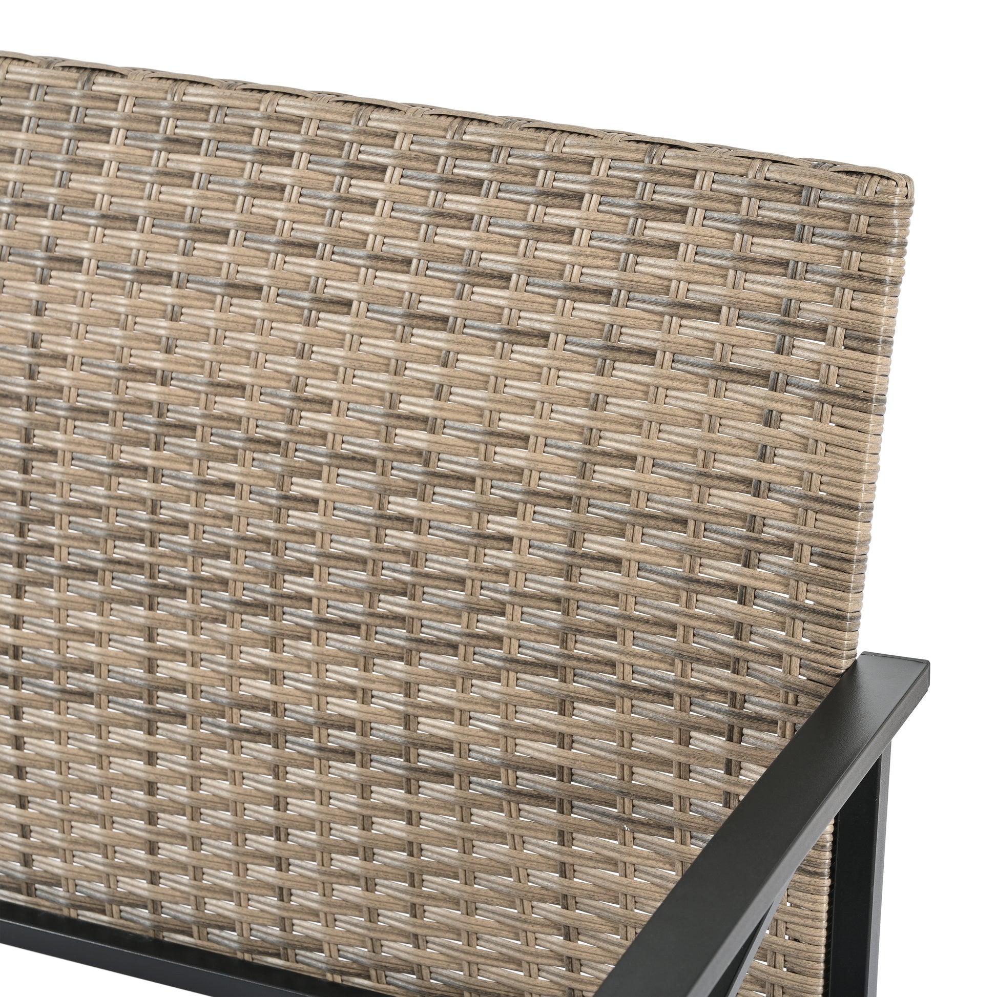 Patio Furniture, Outdoor Furniture, Seasonal Pe Wicker Furniture, Four Set Wicker Furniture With Black Metal Table Yes Brown Seats 4 Pe Rattan Iron Waterproof Fabric