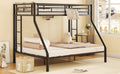 Twin Xl Over Queen Metal Bunk Bed With Ladder And Guardrails, Black Box Spring Not Required Twin Xl Black Metal Metal