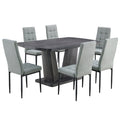 Dining Table Set For 6, 7 Piece Kitchen Table Chairs Set, 1.8
