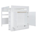 Full Size Wooden Loft Bed With Wardrobe, Desk, Drawers, Shelves, White Full White Plywood