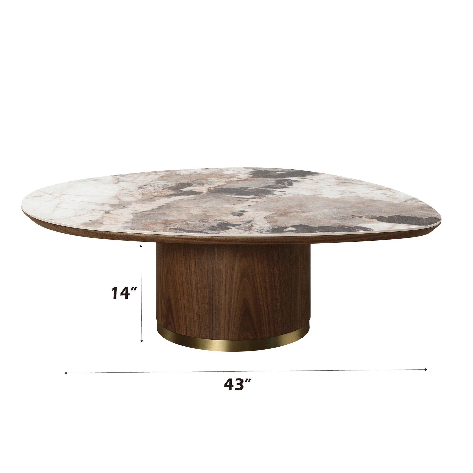 Willene Coffee Table W Ceramic Top, Ceramic Top & Walnut Finish Lv03155 Multicolor Mdf Steel