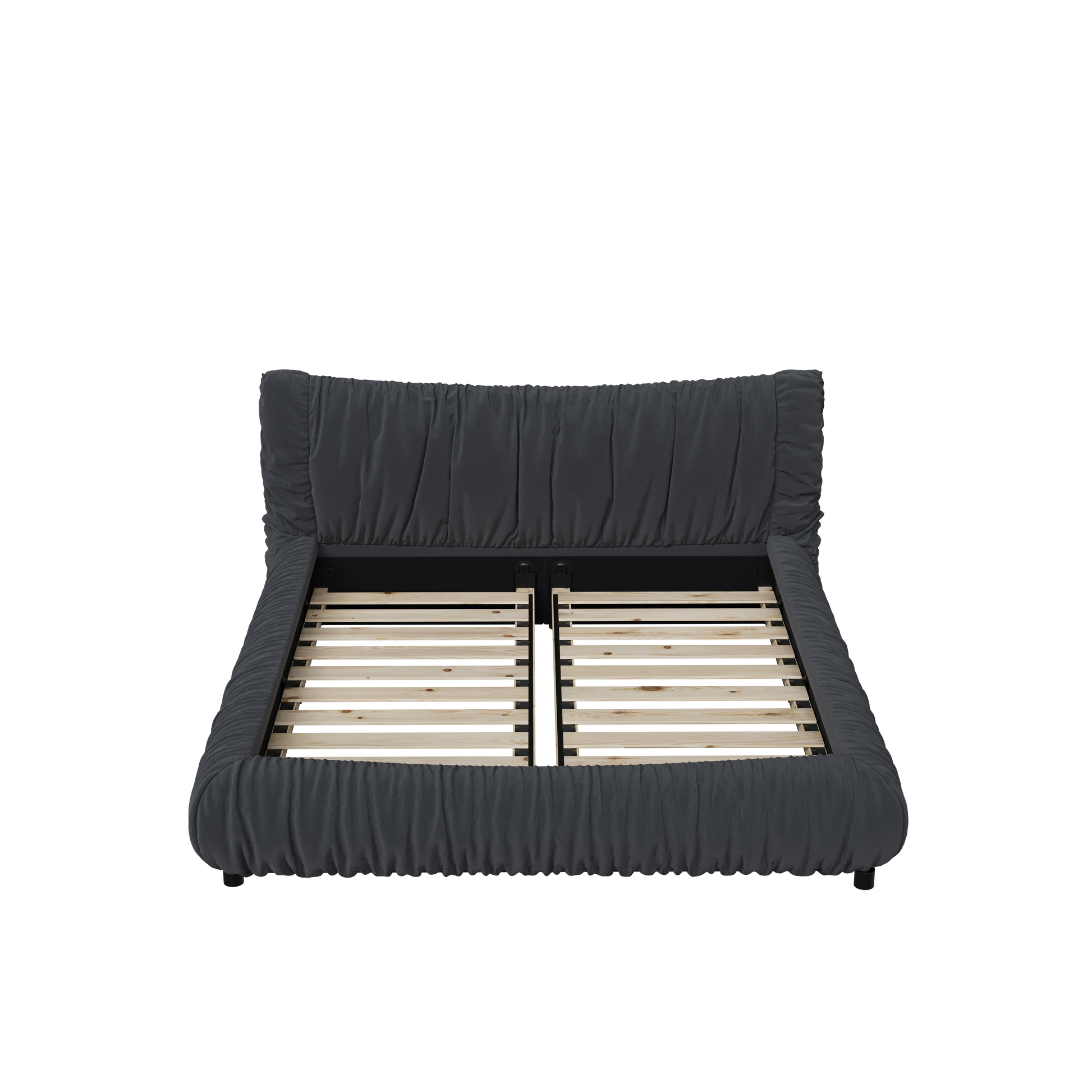 King Size Luxury Upholstered Platform Bed With Removable Cushion And Solid Wood Frame,Suitable For Multiple Heights Of Mattresses,Dark Grey King Dark Grey Upholstered