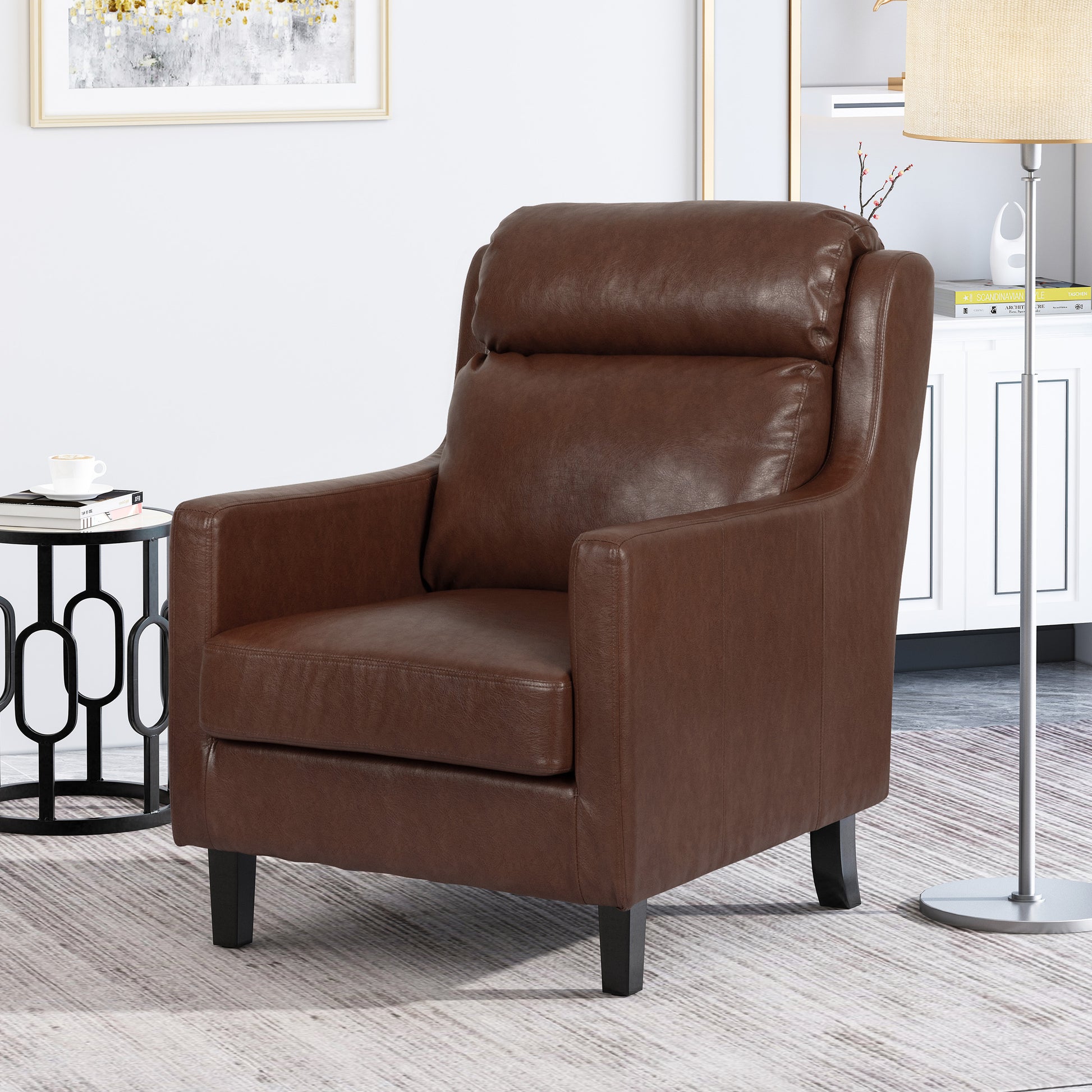 Club Chair Dark Brown Pu