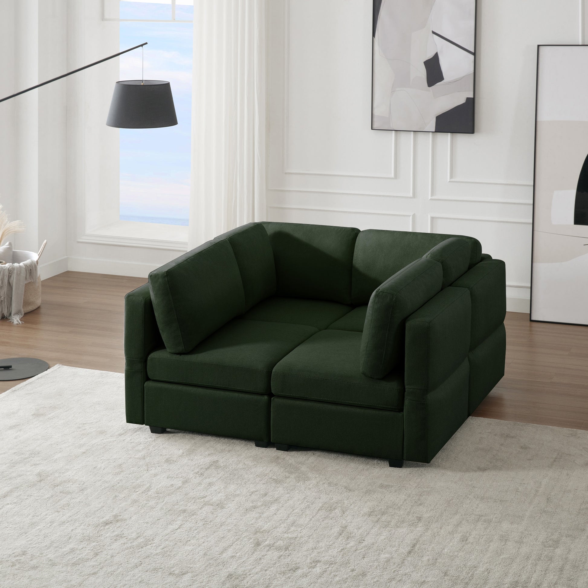 4 Seat Sofa Bed Upholstered Sofa Sleeper, Space Saving Sof Bed2 Seat Sofa With Storage Space Under Seatsall Arms And Backs Adjustabled For Ultimate Comfort Seating Green Green Polyester 4 Seat