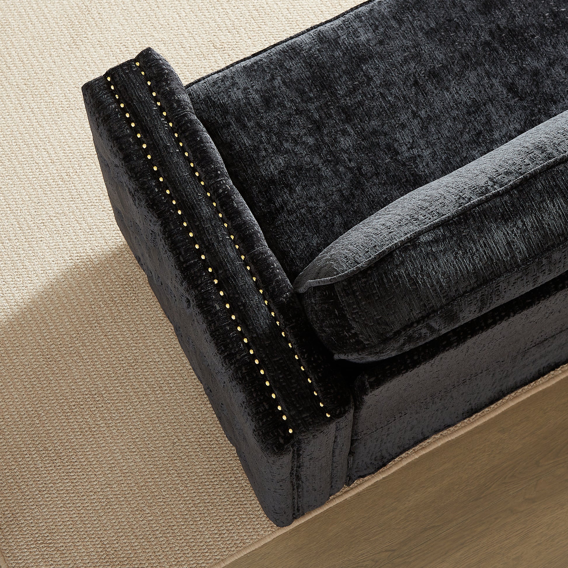 Convertible Sleeper Sofa With Memory Foam Mattress, 3 Seater Full Size Bed Couch For Living Rooms, Designed With Chenille Fabric Black Chenille 3 Seat