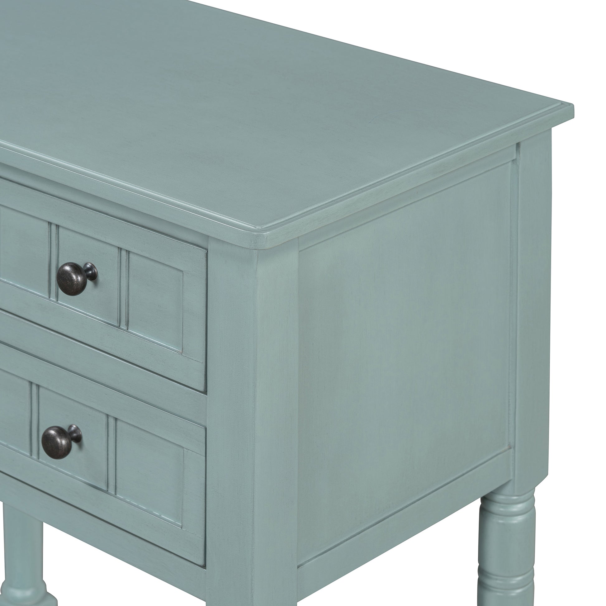 Narrow Console Table, Slim Sofa Table With Three Storage Drawers And Bottom Shelf Light Blue Light Blue Solid Wood Mdf