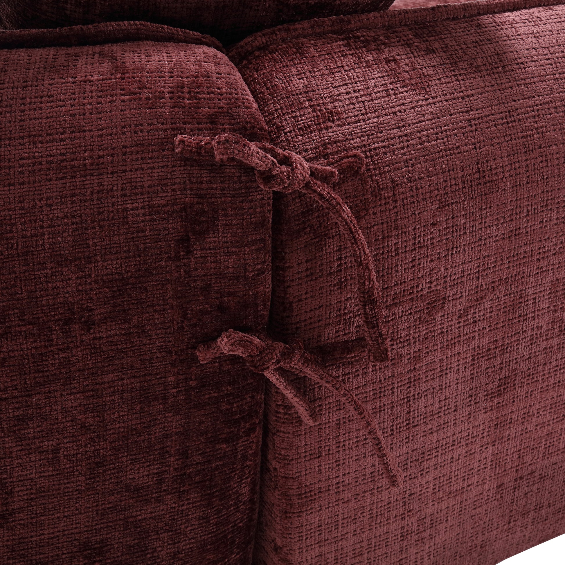 Modular Sectional Sofa, U Shaped Couch With Sofa For Five & Pillows, Modern Minimalist Chenille Fabric Large Comfy Cloud Sofas, Living Room Furniture Sets Wine Red Chenille 5 Seat